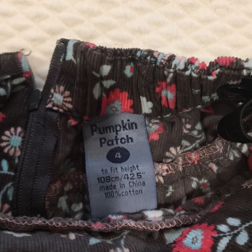 Pumpkin Patch girls ruffle corduroy skirt ribbon appliqué zip size 4 brown pink - Picture 3 of 6